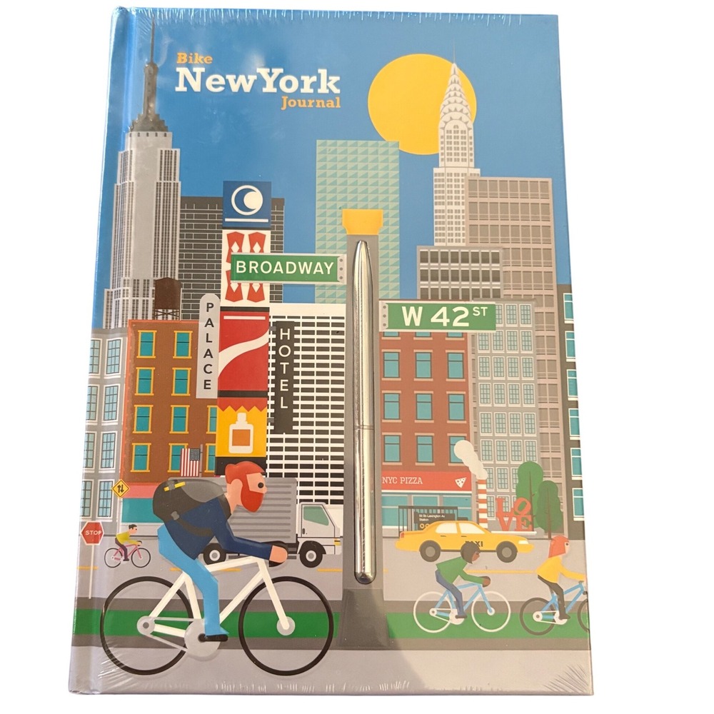 Bike New York Journal with Pen Lined Pages Expandable Inner Pocket City NY‎